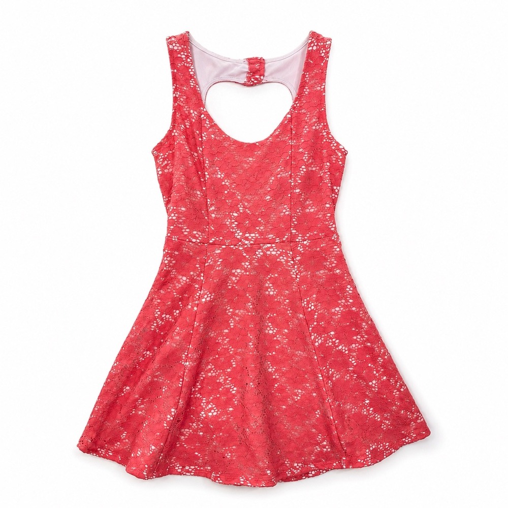 Y2K Wet Seal Lace Dress Small* Coral Pink Fit Flare Coquette Heart Barbie
Skater